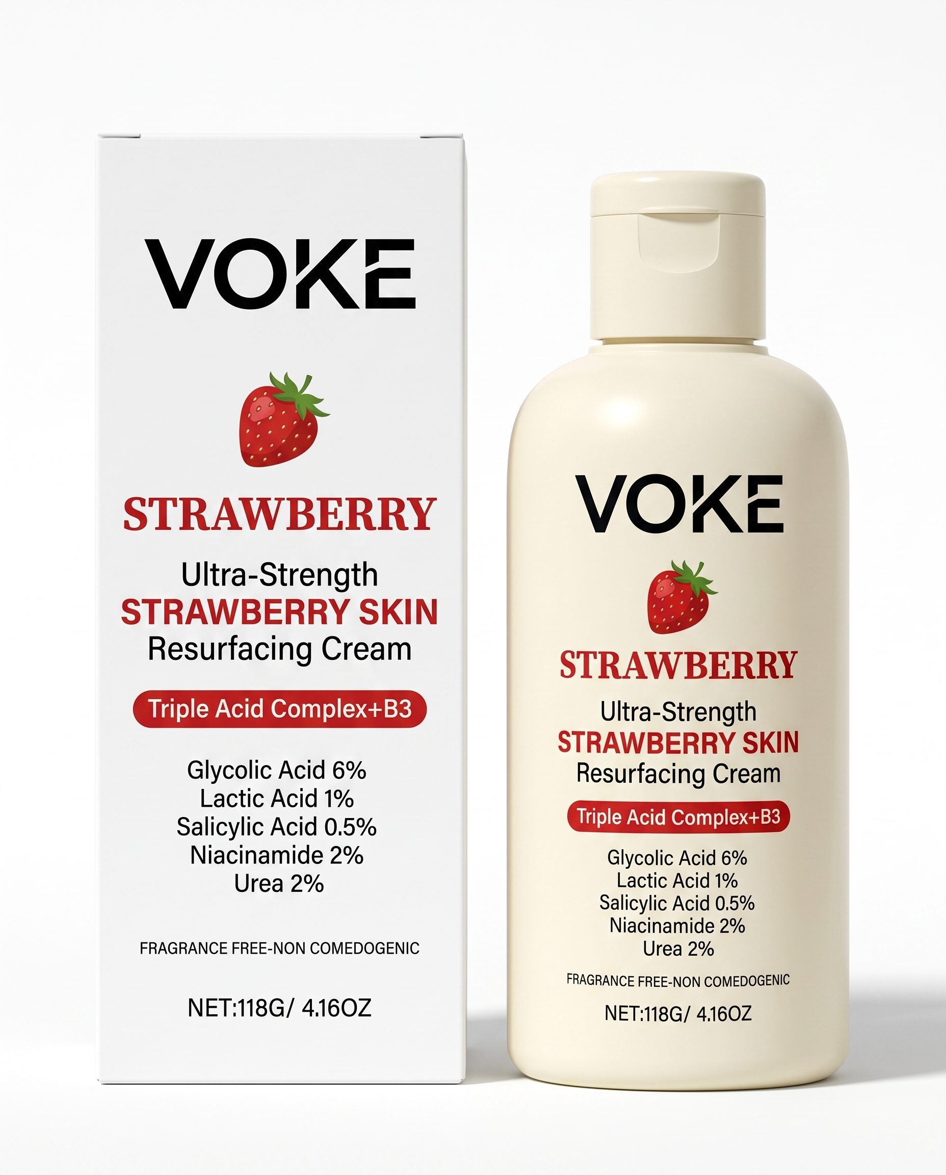 VOKE Strawberry Skin Resurfacing Cream — bottle and box